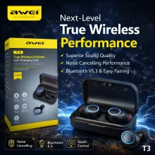 Awei T3 Waterproof True Wireless Bluetooth Earbuds With Charging Case - View 3