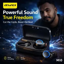 Awei T3 Waterproof True Wireless Bluetooth Earbuds With Charging Case