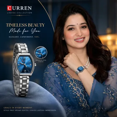 CURREN Women’s Silver Blue Bracelet Quartz Watch