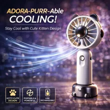 Kitten Shaped Rechargable Mini Fan - View 3