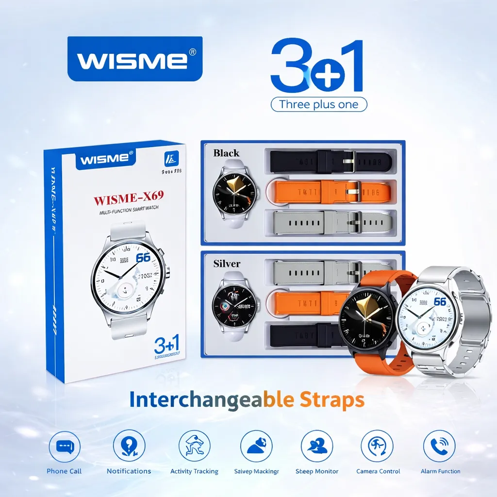 WISME-X69 MULTI-FUNCTION SMART WATCH Three Plus One 3+1